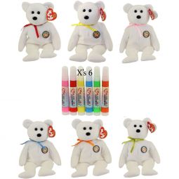 TY Beanie Babies - COLOR ME TEDDY BEARS (Set of 6 Replacements) (7.5 inch)