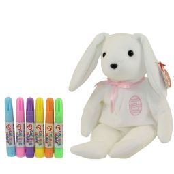 TY Beanie Baby - COLOR ME BUNNY w/ markers (Pink Ribbon & Egg) (7.5 inch)
