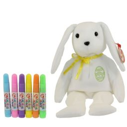 TY Beanie Baby - COLOR ME BUNNY w/ markers (Yellow Ribbon & Green Egg) (7.5 inch)
