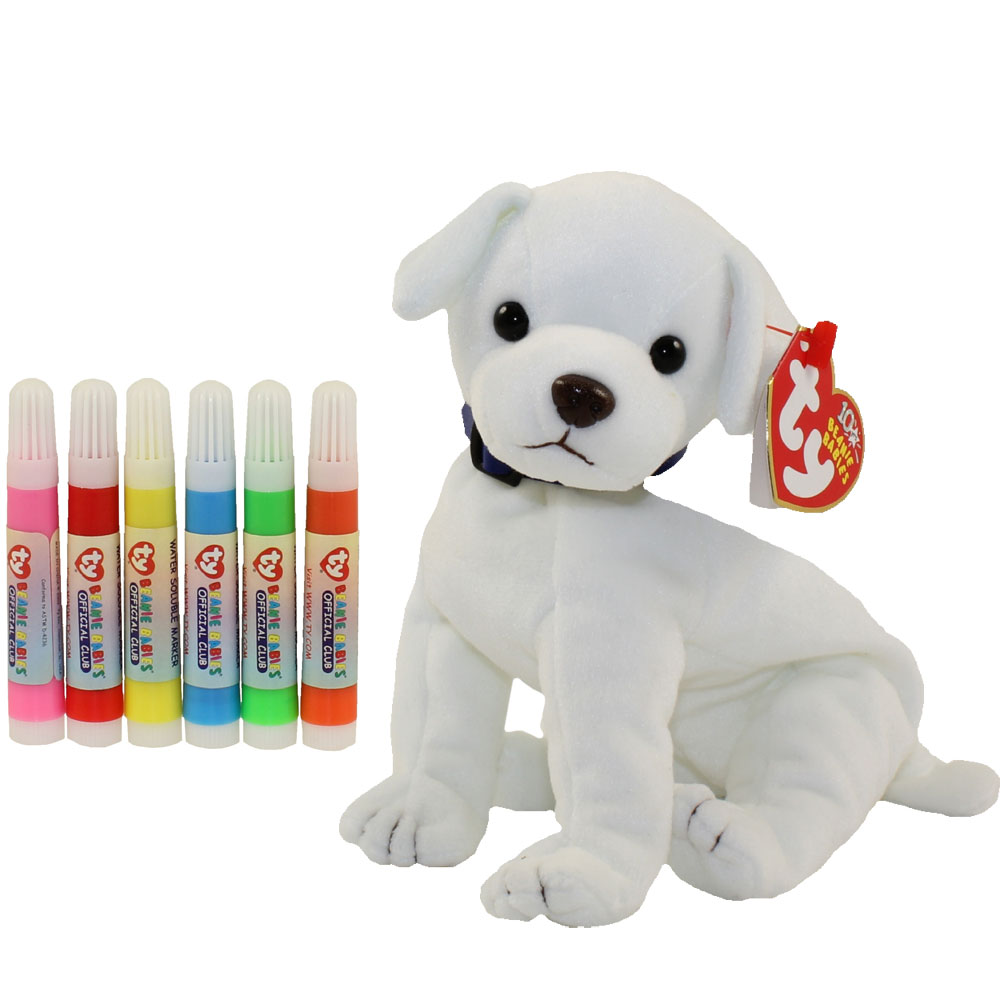 TY Beanie Baby - COLOR ME BEANIE *THE DOG* w/ markers (7.5 inch)