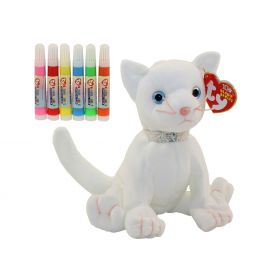 TY Beanie Baby - COLOR ME BEANIE *THE CAT* w/ markers (7.5 inch)