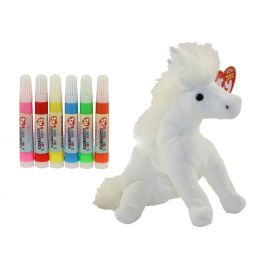 TY Beanie Baby - COLOR ME BEANIE *THE UNICORN* w/ markers (7.5 inch)