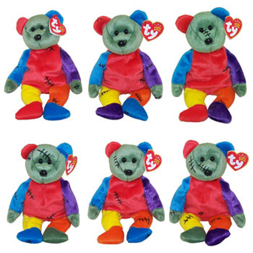 TY Beanie Babies - FRANKENTEDDY Bears (Set of 6 - Different colored feet ) (8.5 inch)