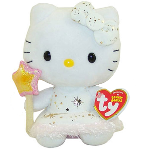 TY Beanie Baby - HELLO KITTY ( GOLD ANGEL ) ( No wings with pink trimmed star - 6 inch )