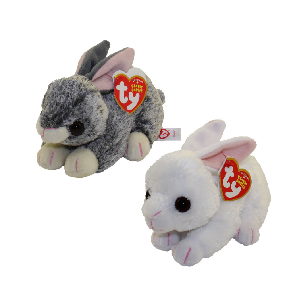 TY Beanie Babies - 2018 Easter Bunnies SET of 2 (Smokey & Cotton) (6 inch)