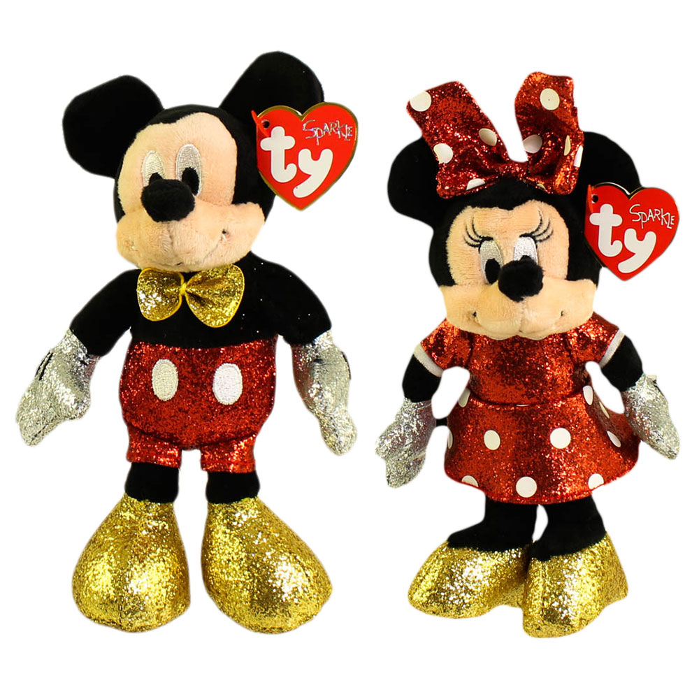 TY Beanie Babies - Disney Sparkle - MICKEY & MINNIE MOUSE (Sparkle - Red) (6 inch)