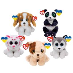 TY Beanie Babies - SET OF 5 UKRAINE PEACE TAG BEANIES (Houghie, Ying, Tabor +2) *Save the Children*