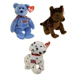 TY Beanie Babies - SET OF 3 (Rescue, Courage & America)(9/11 Charity Beanies)