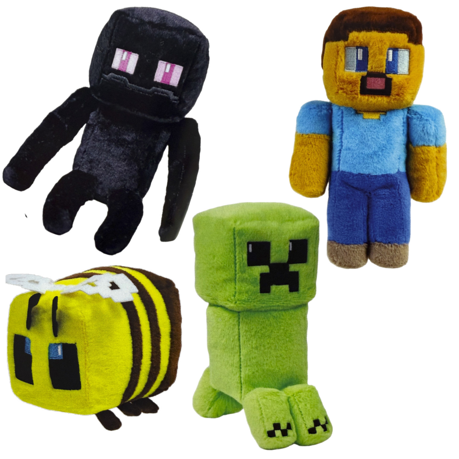 TY Beanie Babies - SET OF 4 MINECRAFT (Steve, Creeper, Enderman & Bee ...