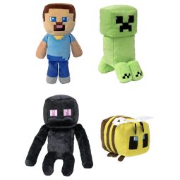 TY Beanie Babies - SET OF 4 MINECRAFT (Steve, Creeper, Enderman & Bee)