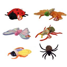 TY Beanie Babies - BUGS (Set of 6)(Flitter, Glow, Lucky, Scurry, Spinner, Twitterbug)(5-10.5 in)