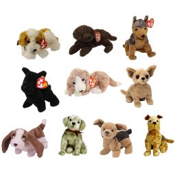 TY Beanie Babies - DOGS #2 (Set of 10)(Darling, Fetcher, Sarge, Scottie, Sniffer, Tiny +4)(5-7 in)