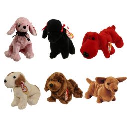TY Beanie Babies - DOGS #3 (Set of 6)(Brigitte, Gigi, Rover, Rufus, Seadog & Weenie)(5.5-7.5 inch)