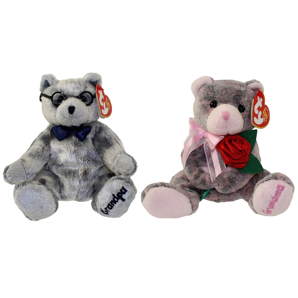 TY Beanie Babies - SET OF 2 GRANDPARENT BEARS (Grandfather & Grandmother)