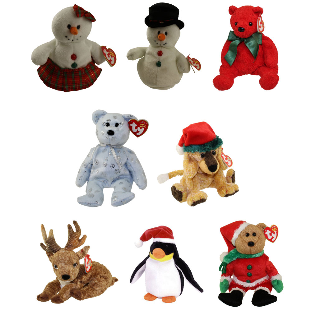 TY Beanie Babies - HOLIDAY #1 (Set of 8)(Flaky, Roxie, Zero, Coolston, Kringle +3)(6-8.5 in)