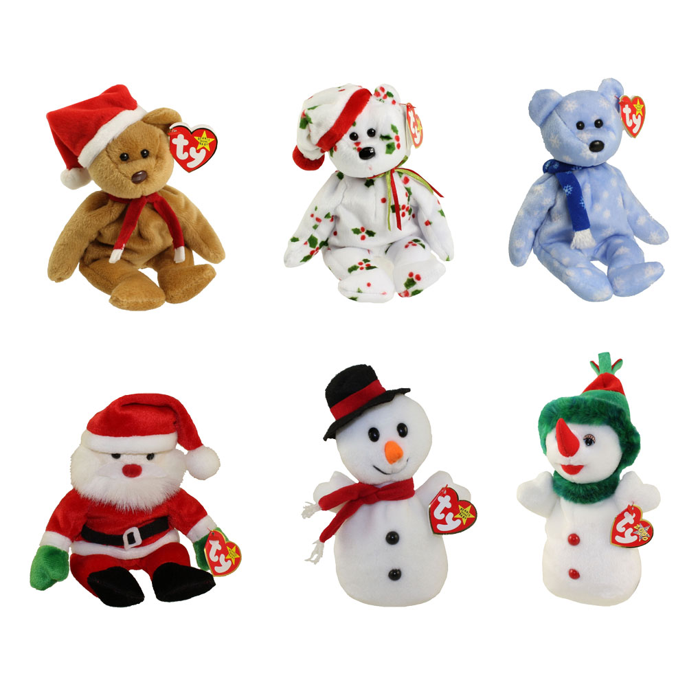 TY Beanie Babies - HOLIDAY #2 (Set of 6)(1997, 1998 & 1999 Bears, Santa, Snowball +1)(7.5-9 in)