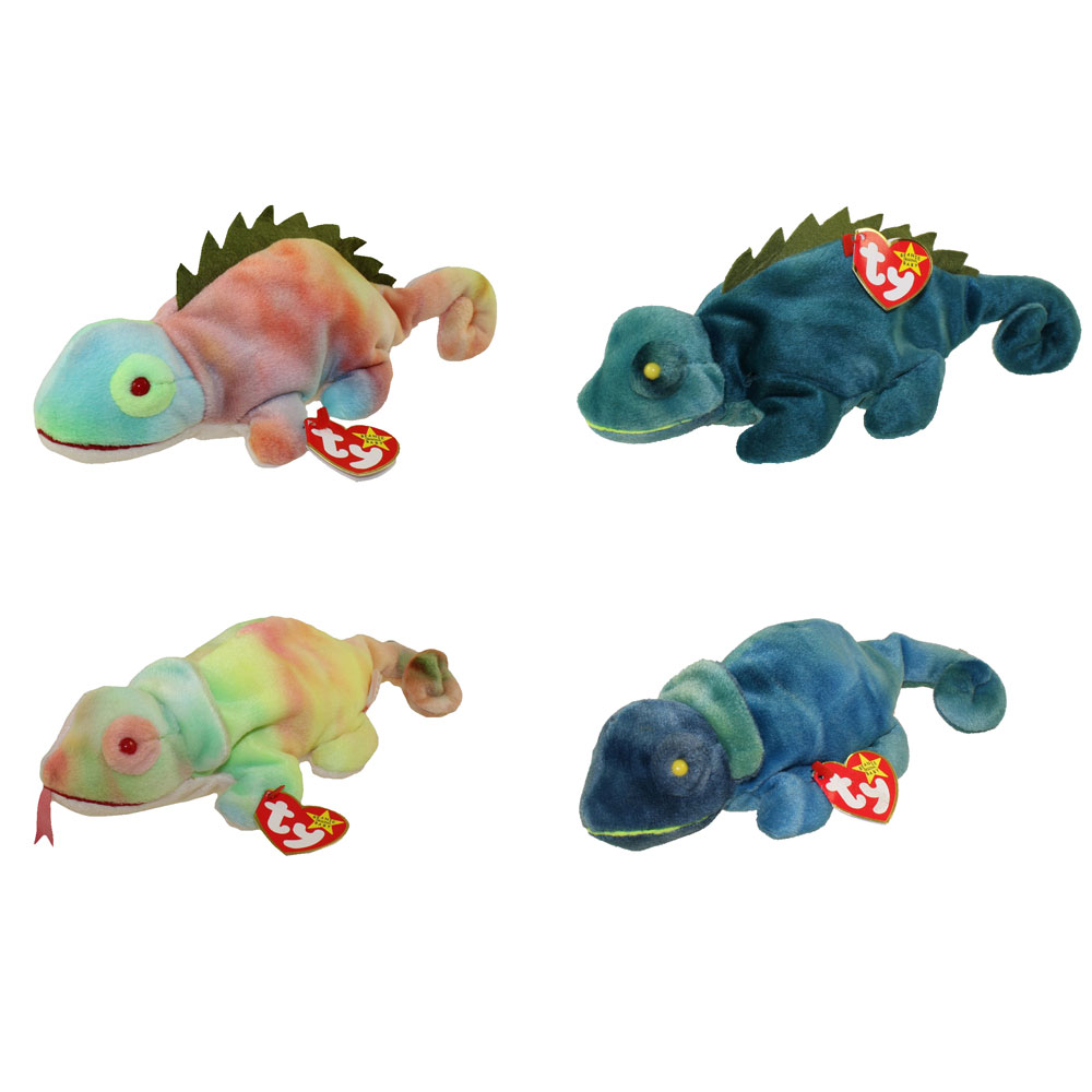 TY Beanie Babies - IGGY & RAINBOW (Set of 4 Versions - Dark & Ty-Dyed)(9-9.5 inch)