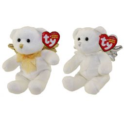 TY Beanie Babies - SET OF 2 JUBILANT BEARS (Gold & Silver Wings)