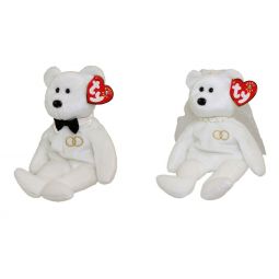 TY Beanie Babies - SET OF 2 MR. and MRS. Bears (Groom & Bride)(8.5 inch)