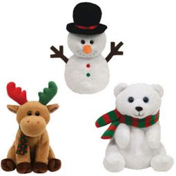 TY Beanie Babies - 2011 Christmas Set of 3 (HAROLD Moose, SNOWDROP Bear & TWIGS Snowman)