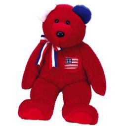 TY Beanie Buddy - AMERICA the Bear ( Red Version - Reversed Ears ) (14 inch)