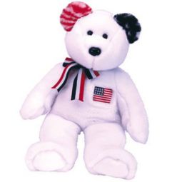 TY Beanie Buddy - AMERICA the Bear ( White Version - Reversed Ears ) (14 inch)