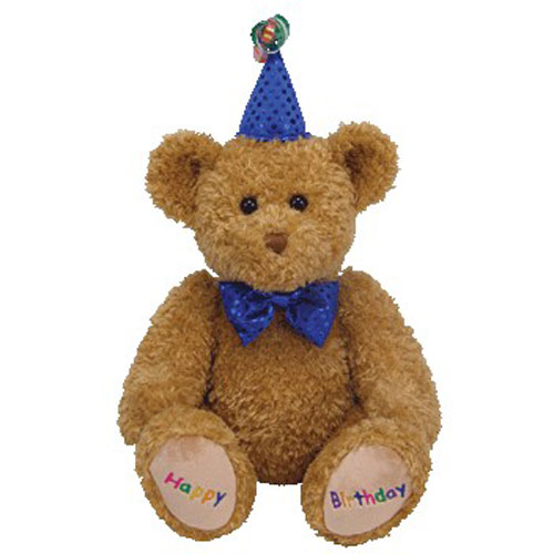 TY Beanie Buddy - HAPPY BIRTHDAY the Bear (Blue Hat & Tie) (13 inch)