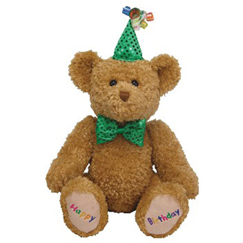 TY Beanie Buddy - HAPPY BIRTHDAY the Bear (Green Hat & Tie) (13 inch)