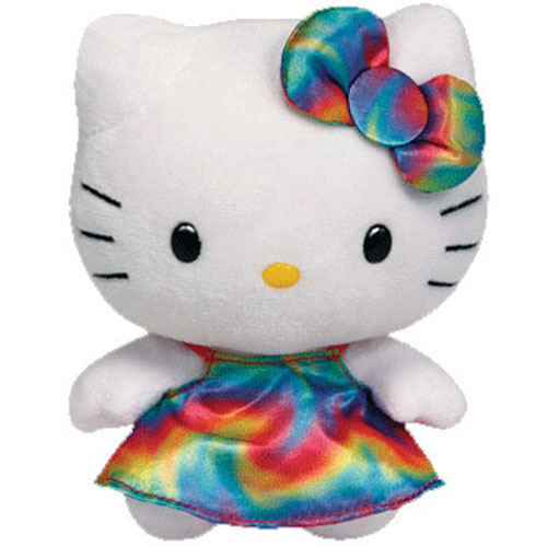 TY Beanie Buddy - HELLO KITTY (Rainbow Tie Die) (Medium Size - 13 inch)