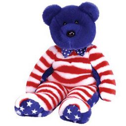 TY Beanie Buddy - LIBERTY the Bear (Blue Head Version) (14 inch)