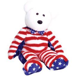 TY Beanie Buddy - LIBERTY the Bear (White Head Version) (14 inch)