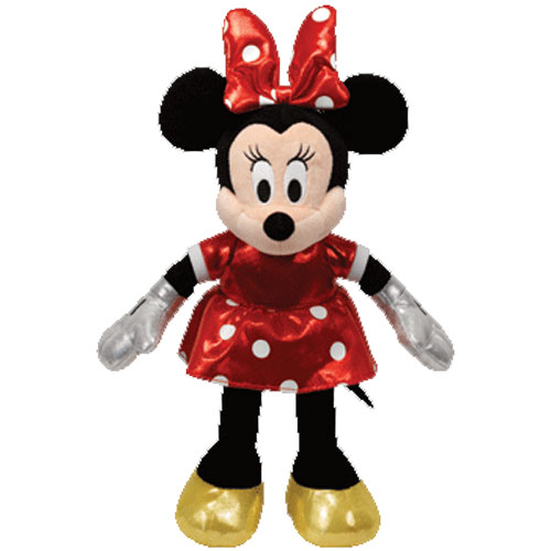 TY Beanie Buddy - Disney Sparkle - MINNIE MOUSE (Red) (Medium Size - 13 inch)