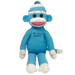 TY Beanie Buddy - MY LITTLE MONKEY the Sock Monkey (Blue) (Medium - 16 inch)