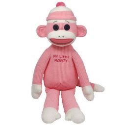 TY Beanie Buddy - MY LITTLE MONKEY the Sock Monkey (Pink) (Medium - 16 inch)