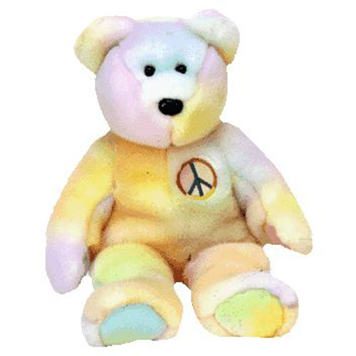 TY Beanie Buddy - PEACE the Ty-Dyed Bear (pastel version) (14 inch)