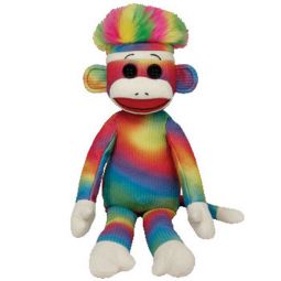 TY Beanie Buddy - RAINBOW Sock Monkey (Medium - 16 inch)
