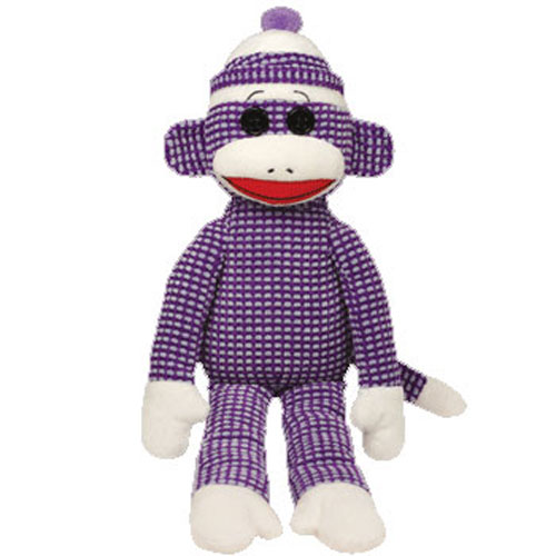 TY Beanie Buddy - SOCK MONKEY (Purple 
