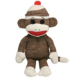 TY Beanie Buddy - SOCKS the Sock Monkey (Brown) (Medium - 16 inch)