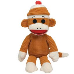 TY Beanie Buddy - SOCKS the Sock Monkey (Tan Corduroy) (Medium - 16 inch)