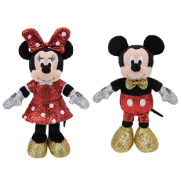 TY Beanie Buddies - Set of 2 MICKEY & MINNIE MOUSE (Sparkle - Red) (13 inch)