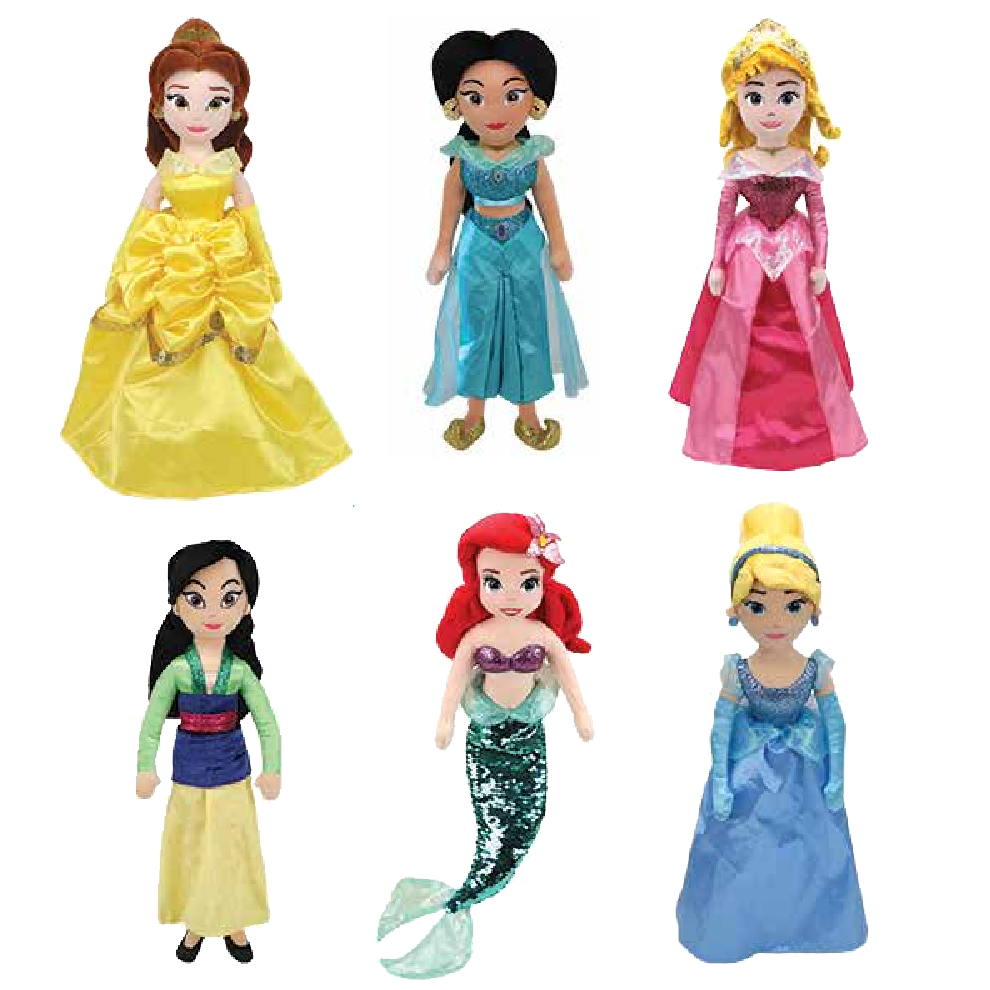 TY Beanie Buddies - SET of 6 Disney Princesses (18 inch) (Ariel, Belle, Jasmine, Mulan, Aurora +1)