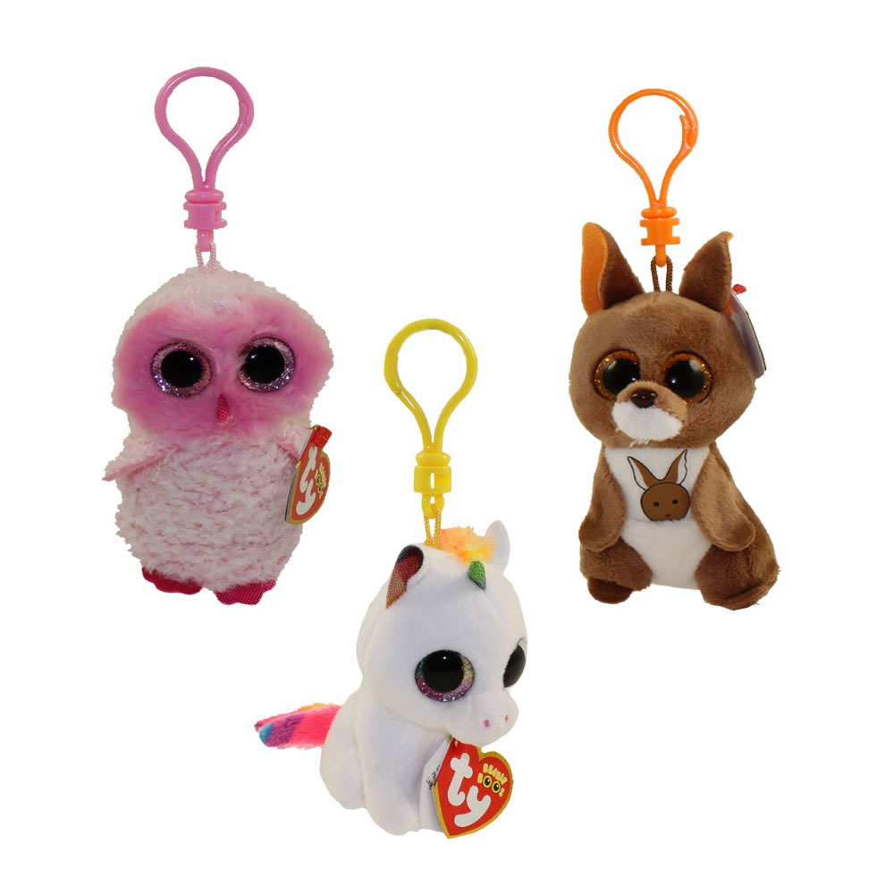 TY Beanie Boos 3" FRANKY the Bear Plastic Key Chain Clip w/ MWMTs Heart Tags 
