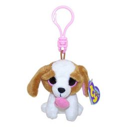 TY Beanie Boos - COOKIE the Brown Dog with Heart (Solid Eye Color) (Plastic Key Clip - 3 inch)