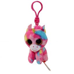 TY Beanie Boos - FANTASIA the Multicolor Unicorn (Glitter Eyes) (Plastic Key Clip)