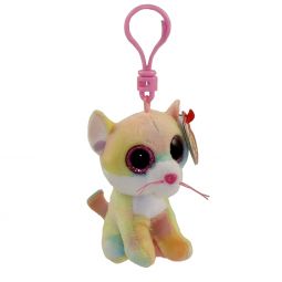 TY Beanie Boos - FLUFFY the Rainbow Cat (Glitter Eyes)(Plastic Key Clip - 3 inch)*Limited Exclusive*