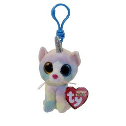 TY Beanie Boos - HEATHER the UniCat (Glitter Eyes) (Plastic Key Clip - 3 inch)