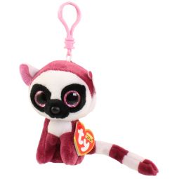 TY Beanie Boos - LEEANN the Pink Lemur (Glitter Eyes) (Plastic Key Clip)