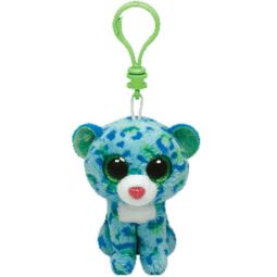 TY Beanie Boos - LEONA the Blue Leopard (Glitter Eyes) (Plastic Key Clip - 3 inch)
