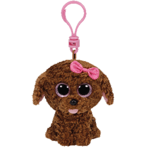 TY Beanie Boos - MADDIE the Brown Dog (Glitter Eyes) (Plastic Key Clip)