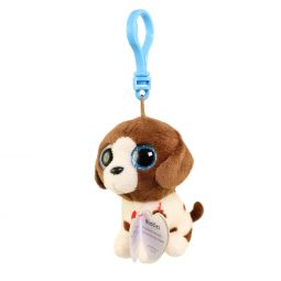 TY Beanie Boos - MUDDLES the White & Brown Spotted Dog (Glitter Eyes)(Key Clip - 3 inch)
